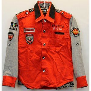 Nick Fashion Red Button Down Kreater Jeans Long Sleeve Shirt Sz 3 Sports Cars